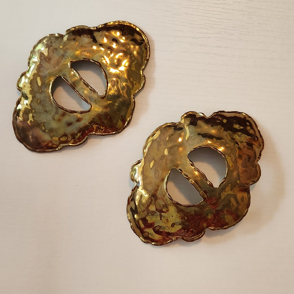 Vintage 1970s Brass Scarf BuckleRare Find